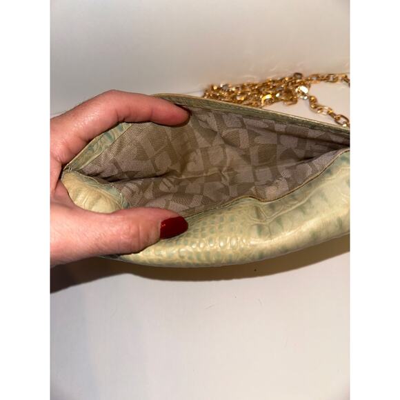 FURLA Light Green Genuine Leather Long Wallet Purse Used aftermarket chain incl - Picture 6 of 16